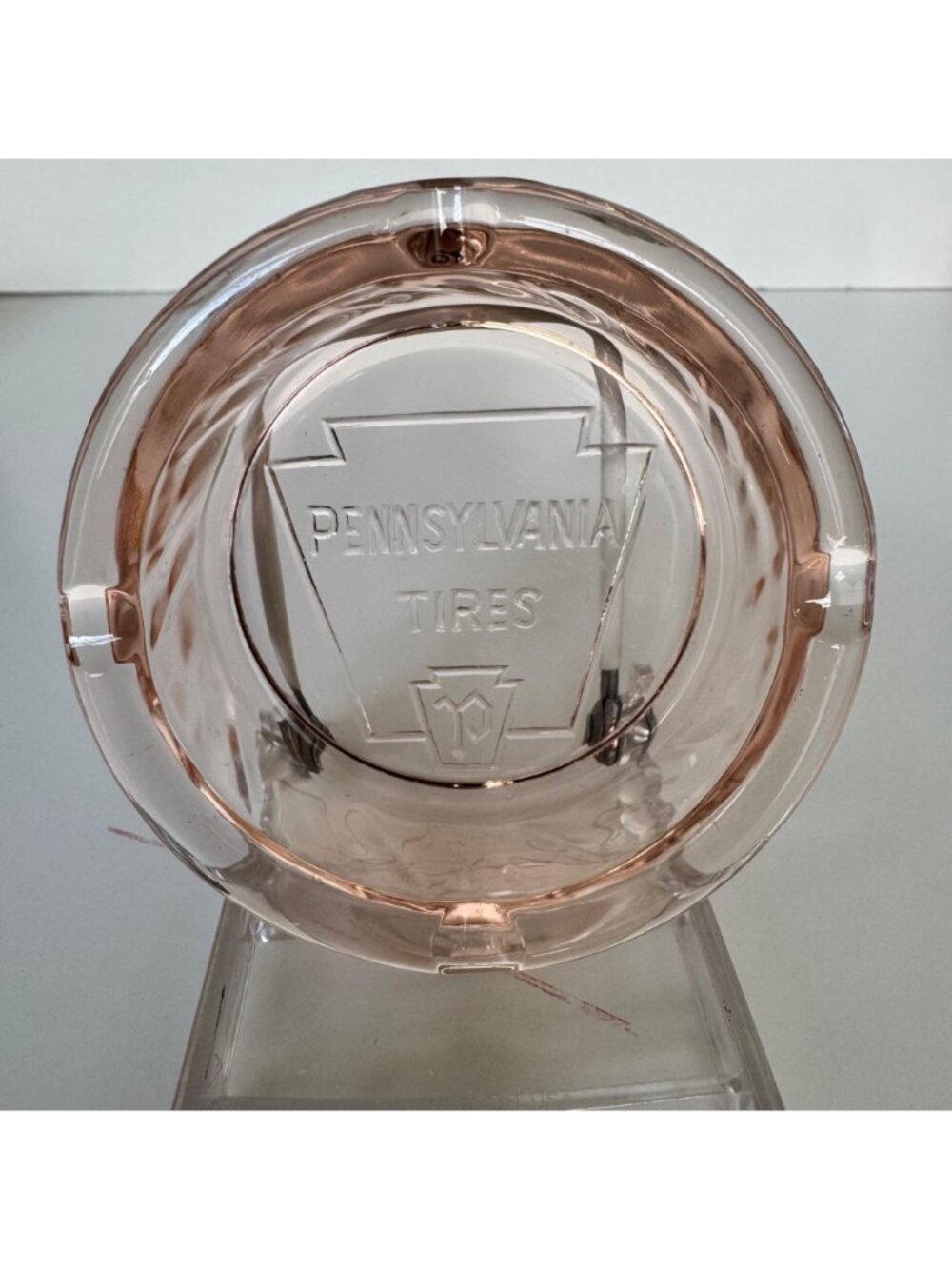 Pennsylvania Tires Depression Glass Ashtray Pink Trinkets Jewelry Vintage - Picture 6 of 10